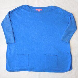 Lilly Pulitzer Cabo Oversized Sweater | Blue | Metallic Threads | VGUC | XS